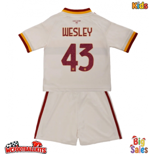 AS Roma Wesley Franca #43 Replica Away Stadium Kit for Kids 2026-27 Short Sleeve (+ pants)